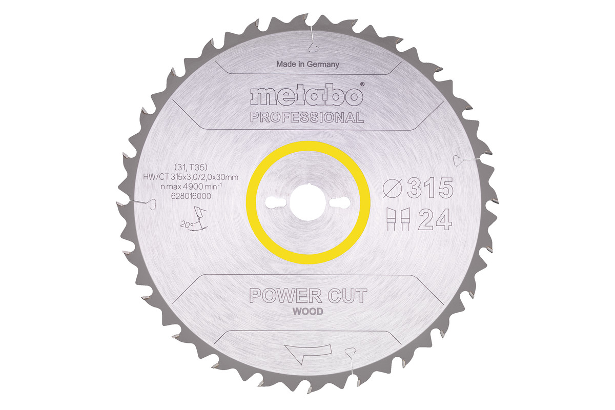 Sägeblatt "power cut wood - professional", 315x30, Z24 WZ 20° (628016000) 