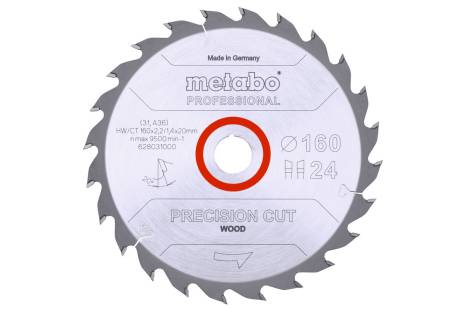 Sägeblatt "precision cut wood - professional", 160x20, Z24 WZ 20° (628031000)