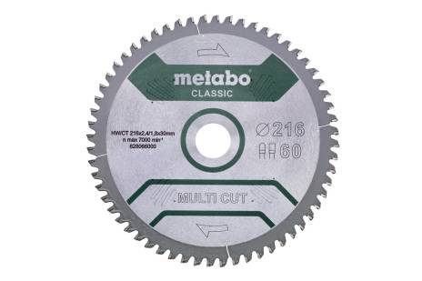 Sägeblatt "multi cut - classic", 216x30, Z60 FZ/TZ, 5°neg. (628066000)