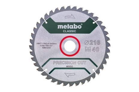Sägeblatt "precision cut wood - classic", 216x30 Z40 WZ 5°neg /B (628652000) 