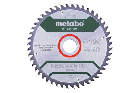 Sägeblatt "precision cut wood - classic", 190x30 Z48 WZ 15° /B (628664000) 