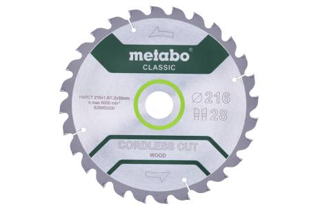 Sägeblatt "cordless cut wood - classic", 216x30 Z28 WZ 5° /B  (628665000) 